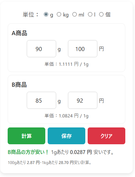 【どっちが安い計算機】洗剤の大容量・詰め替えやティッシュの最安値どれがお得？